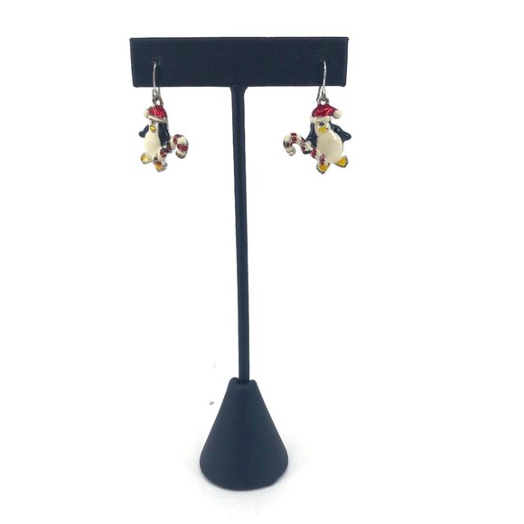 Enamel Penguin with Candy Cane Earrings - Picture 6 of 6